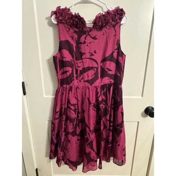 Gabby Skye Dresses & Skirts - Gabby Skye Dress Sz 14 Pink Floral Ruffle Fit Flare Wedding Easter Office Boho